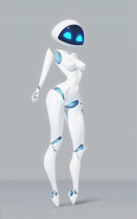 score_9, score_8_up, score_7_up,((masterpiece,best quality)), absurdres,((full body)), <lora:EVESDXL:0.8>,EVESDXL,robot,breasts,humanoid robot, blue eyes, no mouth, white skin ,screen face,featureless feet,simple background,slim,standing,solo,centered, <lora:3d-2d:0.8>