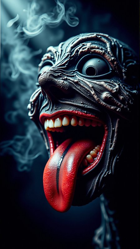 a photorealistic dark horror tongue spiral Handheld <lora:DarkmosphericFlux:0.75> professional studio photography