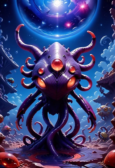 mechtentacles, Jed-Cosmos,score_9, score_8_up, score_7_up, source_realistic, rating_safe, hyperrealistic and hyperdetailed, 
masterpiece, perfect, award winning, prize winning, concept art, 
eldritch, demon, cocoon, deep space, tentacles, dormant, translucent, shiny,