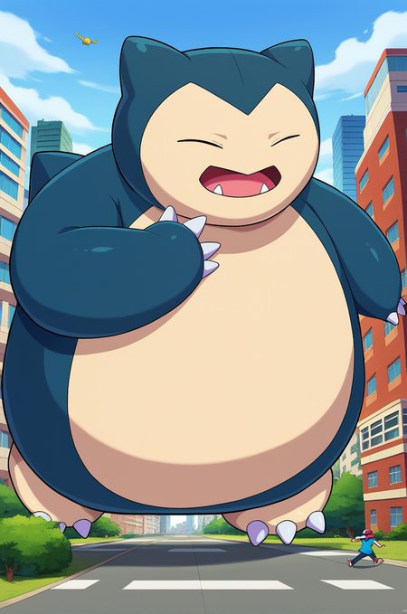 score_5, score_6, score_7, score_9, score_8_up, source_anime,  pokemon,, BREAK ,<lora:SnorlaxPony:1.0> ,snorlax, pokemon \(creature\), closed eyes, outdoors, solo, fangs, claws, full body, two-tone skin, background,  pawpads, 3 toenails, 3 toes, 5 fingers, giant, giantess, oversize, size difference, BREAK, humans, many people, running, fear, city, day, size difference