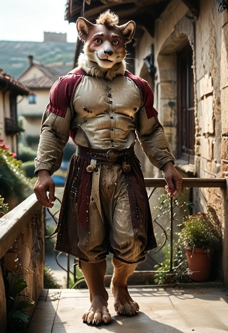 score_9, score_8_up, score_7_up, (((Barefoot furry character, full body, cinematic setting, furry male, plantigrade, correct anatomy, perfect hands)))
Chip Form Sonic The Hedgehog (series), (((templar outfit))), templar knight, green gem necklace, ((1boy, solo, solo focus)), muscular, furry male, burgundy fur,body fur, perfect eyes, perfect face, fur, fluffy fur, tuft, detailed fur,, bronze eyes, curvy, covered nipples, Expressiveh, looking at the viewer, seductive smile, half closed eyes, tight clothes, skindentation, ear piercing,cute makeup, BREAK indoor, detailed background, balcony, abs, ((muscular)), white neck fluff, (((nice furry feet paws)))