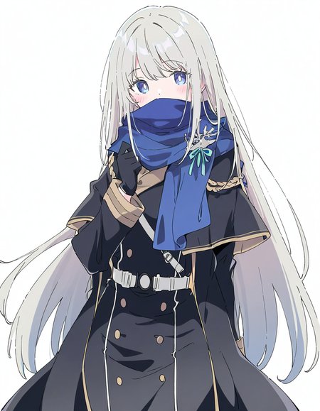 bkornblume,1girl,solo,looking at viewer,simple background,white background,cowboy shot,<lora:bkornblume-000012:1>,covered mouth,, masterpiece, best quality, very aesthetic, absurdres,newest, incredibly absurdres,, (Ixy:0.6)),(hiten \(hitenkei\):0.7),