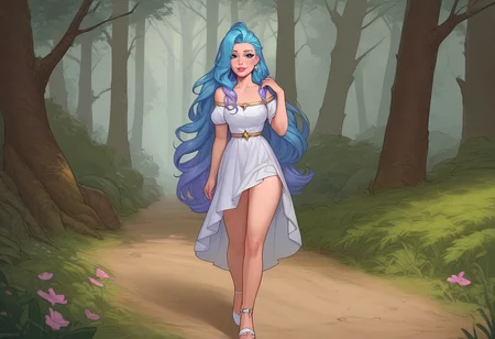 masterpiece,best quality, highly detailed, score_9, score_8_up, score_7_up, score_6_up, score_5_up, score_4_up, Expressiveh, forest, solo, 
1girl, seraphine \(league of legends\), walking, looking at viewer, humming, seductive smile, white dress
<lora:Expressive_H:0.65>  <lora:incase-ilff-v3-4:0.5> <lora:Smooth Style 2 SDXL_LoRA_Pony Diffusion V6 XL:0.25> <lora:Meinfischer:0.5>