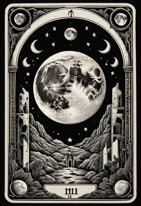 tarot_card, moon, front perspective, flat, frame,( square:1.1), (white outline:1.2)  <lora:tarot_card:1>