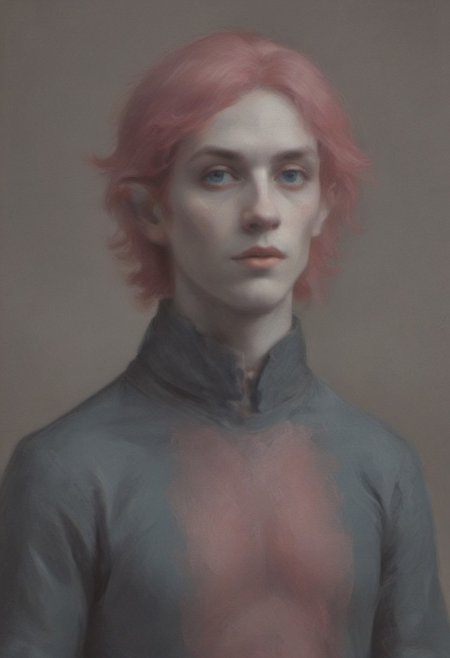 Blue skinned sea elf with pink hair