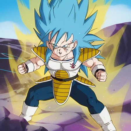 official artstyle, anime screencap, highly detailed,1boy, solo, male focus, perfect composition, good shading, masterpiece, masterwork, best quality, absurdres, hyper-detailed, amazing quality, very aesthetic, high resolution, ultra-detailed, newest, official art, 1boy, solo, male focus, scowling, grumpy, saiyan armor,vegeta,  spiked hair, long hair, blue hair, long bangs, blue eyes, no eyebrows, monkey tail,(young:1.2), dynamic pose, (yellow aura:1.2), rocks, sky, day