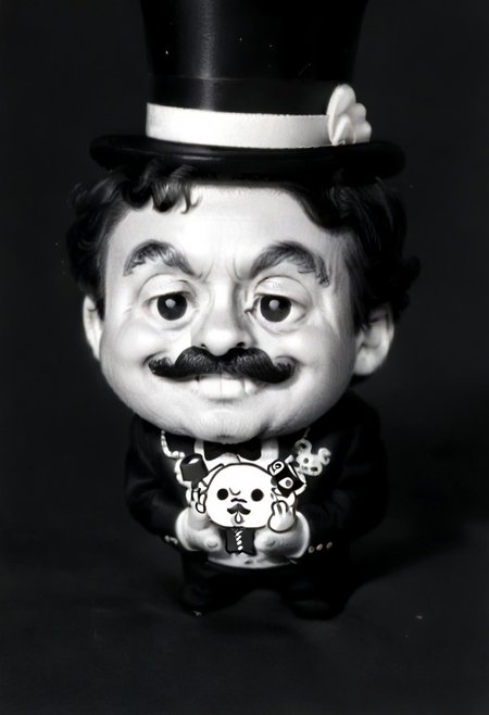 ((((((black and white,chibi)))))),((small man with mustache, top hat, kenbis, chibi, chibi, male only, male, male chibi, monocle, art deco, thick mustache, comically large mustache, handlebar mustache, tiny, multiple men, shrunk, microxl, some little guys,  high angle, from above)), bwMovies, realistic, photo, vintage photo, ((very small man, small man, a small man, a man who is small, a small man)), an unapologetically small human male, black and white, smiling, very happy, euphoric, ecstatic, wonderful small men, large smile, huge smile