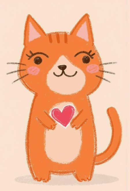 red fat cat with heart