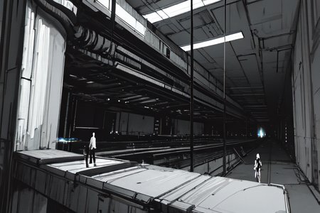 highly insanely detailed, masterpiece, top quality, best quality, highres, 4k, 8k, RAW photo, (very aesthetic, beautiful and aesthetic),  
tsutomu nihei,nihei_tsutomu,blame!,blame gakuen!,abara,TNstyle,sidonia_no_kishi,(deep horizon,stairs,giant room,city ruins,sidonia \(ship\),lab),light particles,cables,tubes,industrial pipes,cyberpunk,vast scenery,perspective,futuristic, 
<lora:blameLora_v10:1>, 
(1girl:1.3), 
solo focus, 
Car Parking,road,concrete,parking,âââ