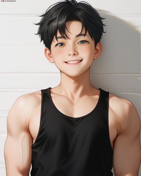 score_9, score_8_up, score_7_up, Korean, <lora:Cute_Cartoon_ArtStyle:1>,  <lora:Expressive_H:1>, ((adorable handsome young man:1.2, light skin)),
tae_dong, black tanktop, white shorts looking at viewer, dynamic action, expressive cute face, male focus, 1boy, solo, cowboy shot, cinematic,  <lora:tae_dong-000013:1>, ((tae_dong))