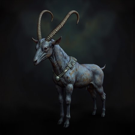 Goatman  
Set against a solid dark black color background to emphasize its unsettling unnatural form that emphasizes its silhouette. The medium is not a traditional painting or illustrative medium like watercolor or ink but rather a digital 3D rendering.
MikeFranchinastyle, d4artstyle, d4concept, , bbstyle,, horror theme,, zbrush, ZBClay model of a gray sculpture, 1990's, 1990's style