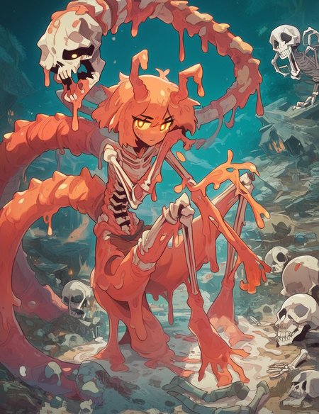 cute monster girl, skeletal, slime, glowing eyes
score_8_up  <lora:last-000005:1>