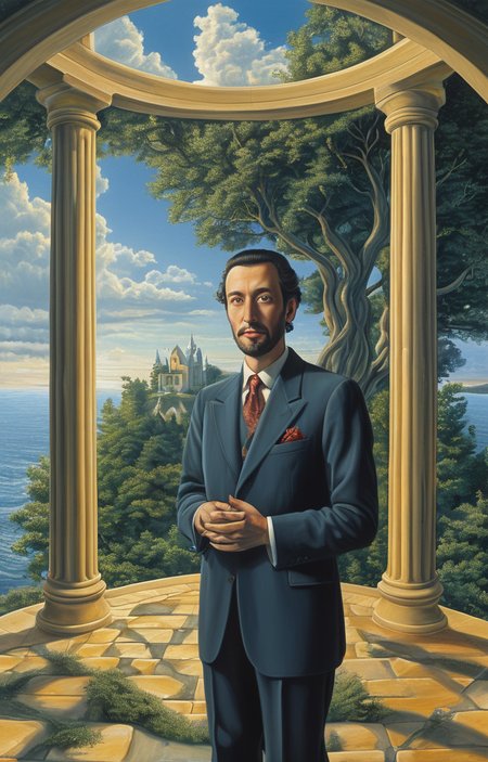 masterpiece,best quality,<lora:tbh277-sdxl:0.9>,illustration,style of Rob Gonsalves, portrait of noble man