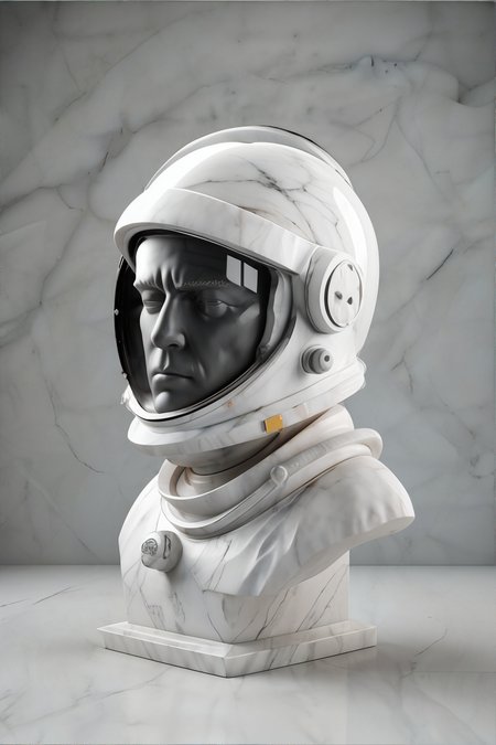 <lora:marblebust:0.8>, marble statue bust of an astronaut, space helmet || <lora:marblebust:0.2>, marble statue bust, masterpiece, 8k, high resolution, shallow depth of field, sharp focus