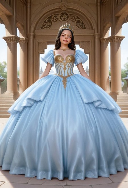 1girl, solo, cute face, sexy face, Sexy body, 
((CrinolineDress)), ((Gown)).
(Long dress:1.5), ((Temple))