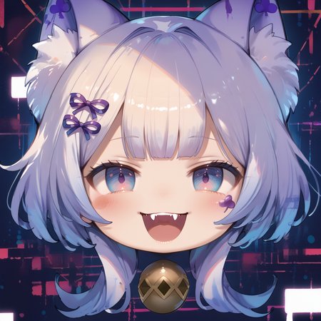 (score_9:0.9),score_8_up,score_7_up,rating_safe,anime_style,(zPDXL),(zPDXL3),((solo)),<lora:MALICE Pawn Cheshire Cat ponyXL v1.31:0.85>,chibi,((glitch)),(disembodied head:1.4),mâlice pawn cheshire cat,blush stickers,parody,neck bell,facial mark,character head stickers,meme,fangs,1girl,open mouth,smile,blush,looking at viewer,:d,portrait,facing viewer,
