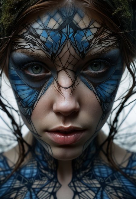 Close-up face, mysterious silhouette of a scottish girl in worn down clothing, goddess, alluring, by Minjae Lee, Carne Griffiths, Emily Kell, Steve McCurry, Geoffroy Thoorens, Aaron Horkey, Jordan Grimmer, Greg Rutkowski, amazing depth, double exposure, surreal, geometric patterns, intricately detailed, bokeh,  perfect balanced, deep fine borders, artistic photorealism , smooth,  great masterwork by Suiras  <lora:add-detail-xl:2>  <lora:Double_Exposure:0.5>