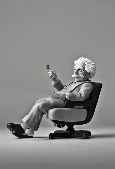 novuschroma53 style, albert einstein, working in his laboratory <lora:novuschroma53 style:1>