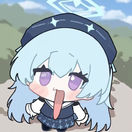 1girl,nyn meme,hiyori_\(blue_archive\), halo,cloudy sky, blurry background,masterpiece, newest, absurdres, <lora:nyn_meme_kohaku-000460:1>