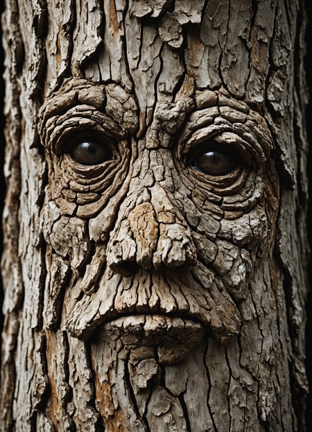 old piece of bark that looks like a face of creature, John Paul Caponigro,