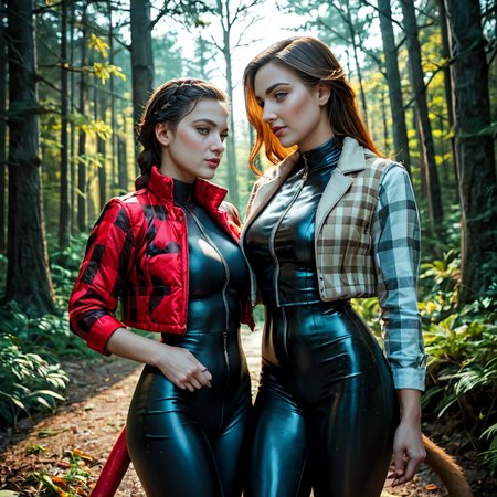 score_9, score_8_up, score_7_up,  professional 40 year old american women wearing (checkered  cropped_puffer_vest_neon jacket),Fishtail braid  unique hair style, sexy, fully dressed, (latex catsuit)  dramatic lighting, blushing, , after a long day of work,  at night, dark,forest scene
 <lora:pony_cropped_puffer_jacket:0.4>