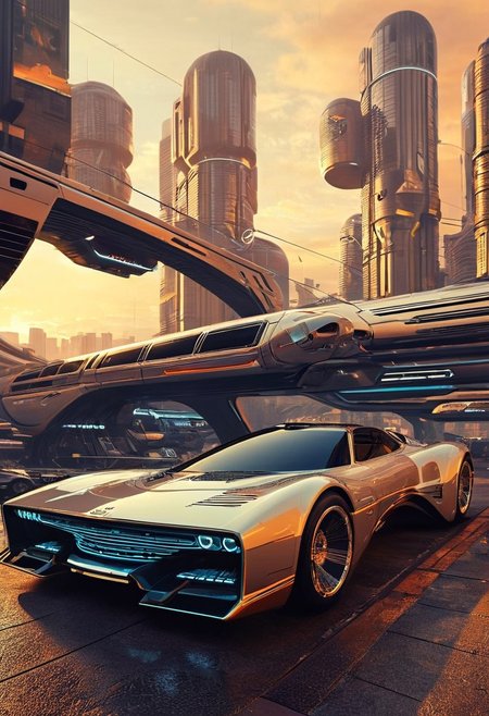 ((70's retrofutursim with Syd Mead art style)), psychedelic world 70's collide with a futuristic vision. a fusion of Vasarely art, Bertone concept vehicles, and sleek architecture, iconic art style of Syd Mead.  blend of retro aesthetics and futuristic utopia, monocoque monorail, a unique realm that is both nostalgic and visionary, futuristic flying car, Blade Runner spinner