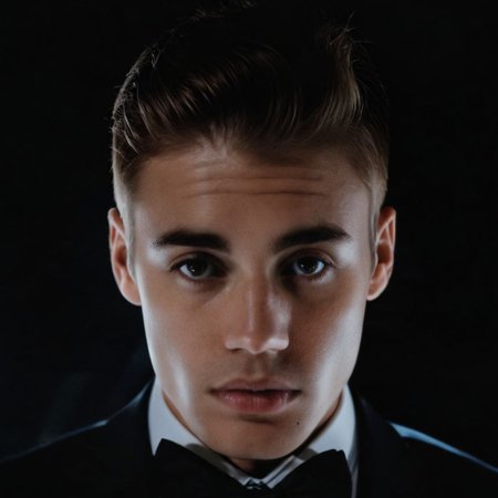 DSLR photo of ɉʉʂŧɨɳɓɨǝɓǝɍ face.using a tuxedo.lace.professional photography.high resolution.detailed photo.portrait.RAW.analog film.still film.50mm.f/16.uhd.hdr.4k.cinematic lighting.adobe lightroom <lora:justinbieber-ɉʉʂŧɨɳɓɨǝɓǝɍ-xl_6500_lora_f32:1>