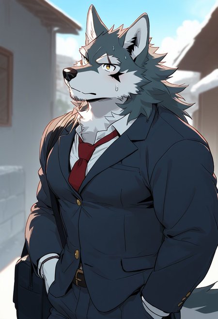 wolf, animal ears, furry, male, bara