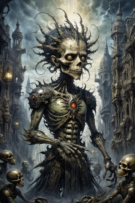 "CIVITAI",illustration in the style of [gris grimly|Clive Barker|H.R. Giger|Greg Rutkowski],sparks fear and imagination in the viewer,masterpiece,intricately detailed,awe inspiring,, Ultra-HD-details
