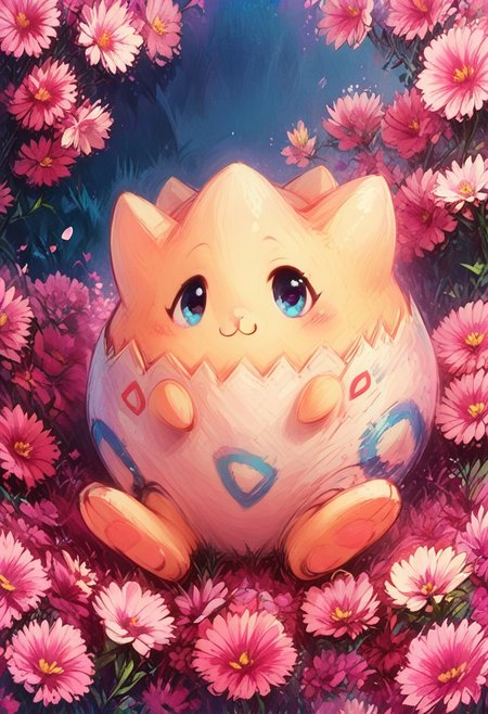 score_9, score_8_up, score_8, (solo:1.5), (((tgpi))), looking at viewer, j_cartoon, cute, pink flowers,