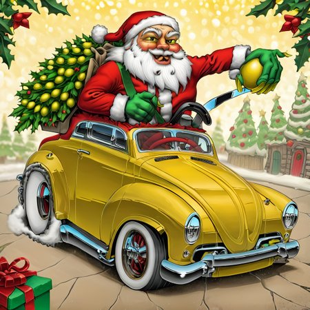 solo, <lora:mistletoe_mercenaries:1>   mistletoe mercenaries, Yellow convertable driven by mercenary santa claus, <lora:sdxl_photorealistic_slider_v1-0:0.8> <lora:PerfectEyesXL:0.8>              perfecteyes, Photo, colorful, vivid, beautiful, photorealistic, 16k resolution, intricate, highly detailed, gorgeous, 3D shading, by Greg Rutkowski, <lora:M0nstrcrz_SDXL_v1_32:1>