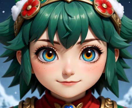 (deku \(tloz\):1.16), (gwenda morgan \(artist\) inspired artwork:1.19), (cloisonne composition:1.14), happy valentine, winter atmosphere, made of clay, symmetric eyes