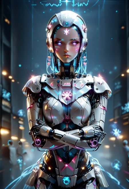 score_9, score_8_up, score_7_up, BREAK
,saatomi, 1girl, robot, chief uniform,pouting,looking away,crossed hands,blush, featuring holographic interfaces, disembodied_head_smooth_shoulder,
Cyberspace