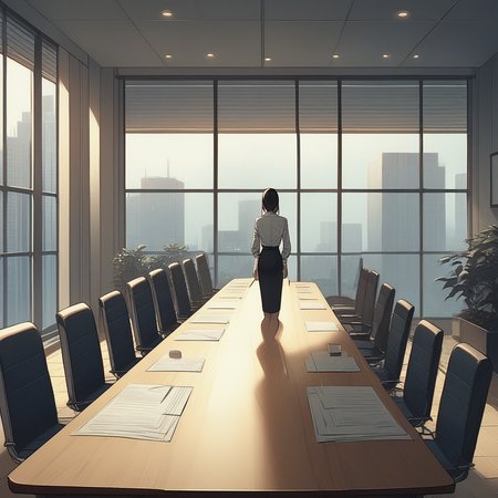 score_9, score_8_up, score_7_up, score_6_up, score_5_up, score_4_up, zPDXL2,source_anime,rating_questionable,  <lora:Meeting_Room:0.8> m33t1ng, indoors, long table, chairs, window, office