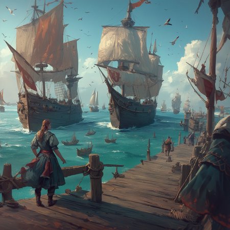score_9, score_8_up, score_7_up, 8k uhd, masterpiece, best quality, high quality, ultra-detailed, (highly detailed), OverallDetail, Expressiveh, (())
,
((( No human )))
,
(((  )))
,
((( Port1660mb, outdoors, ocean, sailing ship, pier, ship, watercraft )))
,
((  ))
,
((( Bird )))
,
((( ))) 