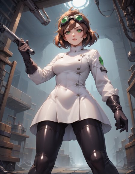 score_9, score_8_up, score_7_up, score_6_up, score_5_up, score_4_up, source_anime, rating_sfw, highly detailed, masterpiece, solo, 1female, human girl, brown hair, white skin, green eyes, goggles mad_scientist, medium breasts, black rubber gloves, pulling large mechanical lever, dungeon interior, lab equipment, jacob's ladder, intricate_details_x1, <lora:Outfits\Mad_Scientist.safetensors:0.8:0.8> <lora:Composition\DynamicPose_alpha1.0_rank4_noxattn_100steps.safetensors:4.0:4.0> <lora:Composition\intricate_details_Pony.safetensors:0.8:0.8>