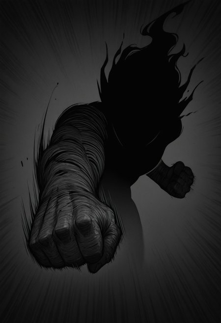 DARK Shadow, gritty, monochrome, fine lines, delivering Punch, high Quality, hyperdetailed,