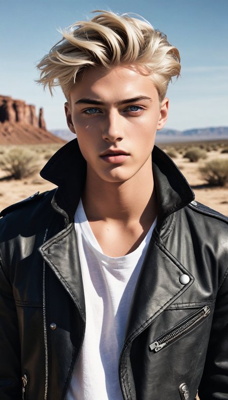 apocalyptic wasteland, 19yo lucky blue smith, <lora:sdxl_lightning_8step_lora:1>