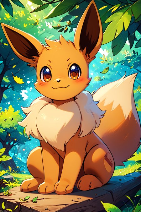 score_9, score_8_up, score_8,  ,,, , ,,, zzEV, looking at viewer, blush, brown eyes, sitting, closed mouth, outdoors, day, blurry, blurry background, leaf, watermark, nature, falling leaves, <lora:EeveePokedexPDXL:1.0>,  ,,,, BREAK, <lora:GoldenCAT_Lora_PDXL_v2:0.8>, smile, closed mouth, looking at viewer, cowboy shot, ,,, embedding:zPDXL, Expressiveh, ,,, <lora:Expressive_H-000001:0.4>,