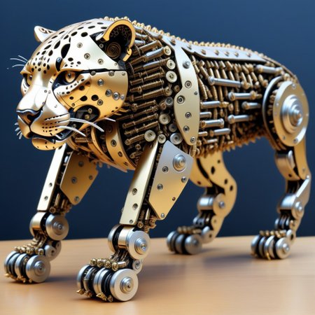 a jaguar, made out of Screws, photorealistic, full of details, detailed screws,