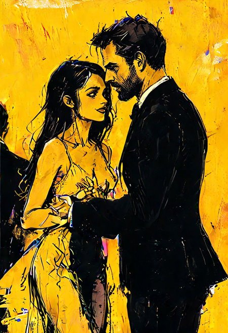 Big man in tmedo fondling a petite girl in, Fortuny dress, man fondling girl's body,  flirting, crowd,  men,  cocktail party, transparent, rose