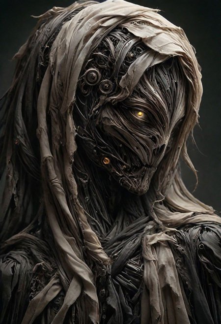 Super Closeup Portrait, Create a bright Sci-fi description capturing the essence of an indian cyborg woman in a close-up photograph, featuring real human green-gray eyes with an intense gaze. The subject has long flowing hair, draped in a ghostly white star wars linen cloak billowing in the wind. The face is a striking fusion of a vibrant colourful half-cyborg with intricately crafted black saphir elements, cables, wires and half-human skin, creating a mesmerizing and enigmatic presence. standing at the ocean in bright sunlight, ethereal, sunray, 
very detailed, atmospheric haze, Film grain, cinematic film still, shallow depth of field, highly detailed, high budget, cinemascope, moody, epic, OverallDetail, gorgeous, 2000s vintage RAW photo, photorealistic, candid camera, color graded cinematic, eye catchlights, atmospheric lighting, skin pores, imperfections, natural, shallow dof