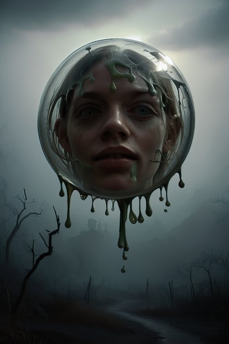 <lora:DonMGl00myN1gh7m4r3XL:1> DonMGl00myN1gh7m4r3XL, Dark, Cimmerian, Crepuscular, Dim, Dreary, Dusky, Eerie, Funereal, Gloomy, Murky, Obscure, Opaque, Penumbra, Sombre, Shadowy, Shady, Somber, Stygian, Tenebrous, Twilight, Umbral, score_9, score_8_up, score_7_up, score_6_up, score_5_up, score_4_up, <lora:K040790P:0.8> 040790P, woman, 24 years old, <lora:Breast Slider - Pony_alpha1.0_rank4_noxattn_last:0.3>, <lora:wizardslimev15-t:1> wizardslimus, slime skin, transparent head, transparent body, transparent hair, transparent face, transparent, slime girl