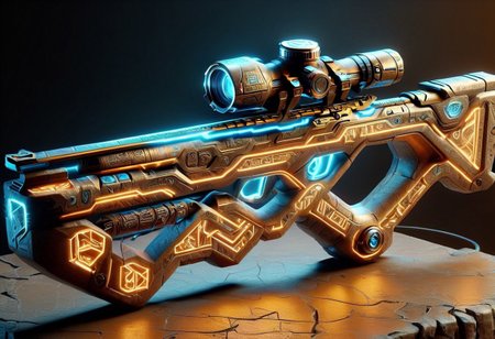 egyptTech, neon crossbow, scope, Egypt Tech neon crossbow with scope, fantasy Egypt Tech neon crossbow with scope, science-fiction Egypt Tech neon crossbow with scope, Egypt Tech neon crossbow with scope aesthetic, elegant, majestic, detailed, ultra realistic, masterpiece, high detailed skin, high definition, high quality, anime cgi, detailed matte painting, deep color, fantastical, intricate detail, splash screen, complementary colors, fantasy concept art, 8k resolution, Unreal Engine 5