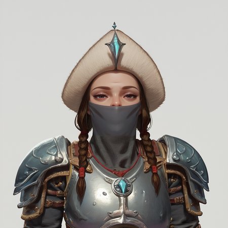 score_9, score_8_up, score_7_up, bust,
IceGuard, mature woman, voluptuous, armor, helmet, mask, braids,
looking at viewer, lidded eyes,
blank white background,
<lora:Ice_Guard:1>