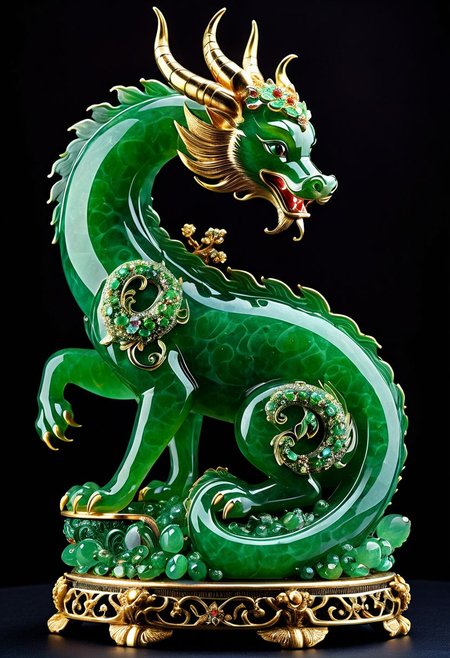 A stunning jade Chinese figurine sculpure of a Dragon