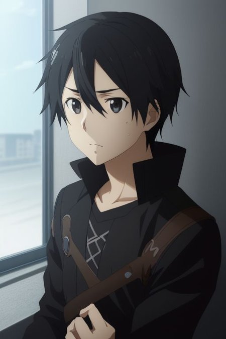 high resolution, solo, best quality, 1Boy, Kazuto Kirigaya, portraits, Black Hair, Black Eyes, fell down, revenged, dying, OverallDetail