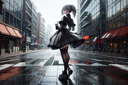 highly insanely detailed, masterpiece, top quality, best quality, highres, 4k, 8k, RAW photo, (very aesthetic, beautiful and aesthetic),  
(code_style,codestyle), 
<lora:CodeStyle (half generic class)_564920:0.6>, 
(1girl:1.3), 1other, 
street corner,gray background,âââ