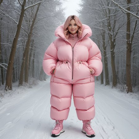 (Midjourney like), minimalistic photography style,pink (mature professional  british tall women wearing puffy leggings snowpants  pink jacket snowpants  skilegs:1.15), extra_puffy_jacket,large cleavage louis Vuitton clothing style, in the style of battle worn (ultra- realistic details:1.1), surrealism, poetic, blink-and-you-miss-it detail, stylish costume design,(big smile), winter frozen scene, bright and shiny eyes,lost in the snow
 <lora:Puffer_Jacket_and_Down_Jacket_-_Extra_Puffy_Jackets:0.6> <lora:WildcardX-XL-Detail-Enhancer:1> <lora:zavy-cntrst-sdxl:0.7> <lora:snowpants_v1-000003:0.4>