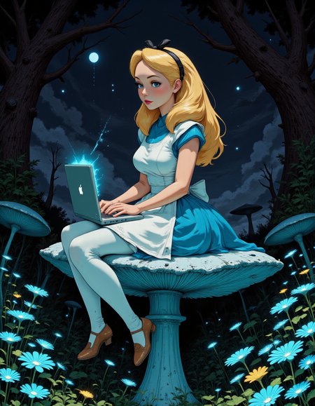 <lora:gc_vintage:1> vintage <lora:Fancha_style_v.5:1> Fancha style <lora:Alice_In_Wonderland_Alice_-_000020:1> d-alice, Golden blond hair, piercing crystal blue eyes